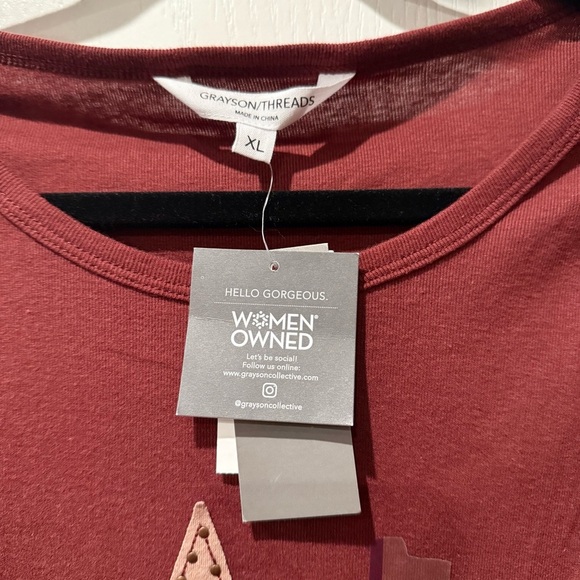 GRAYSON/THREADS Burgundy Star Long Sleeve Blouse size: XL Girls - Picture 2 of 9